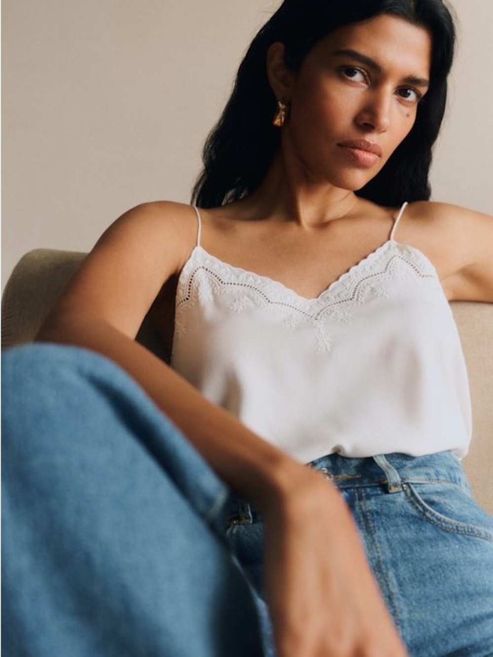 Sezane Palma Top Ecru Size 46